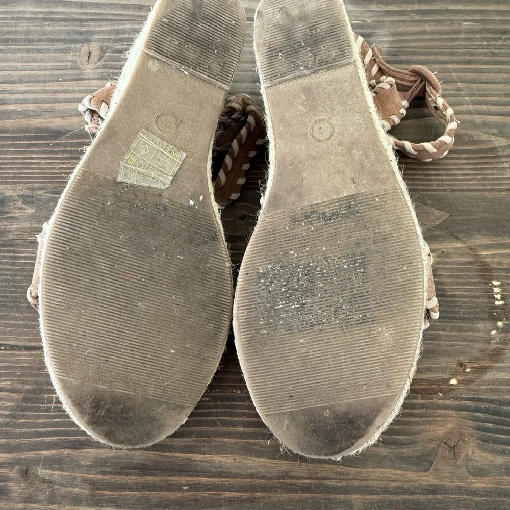 Shu Shop Women’s Justine Brown Suede Braided‎ Espadrille Wedge Sandals Size 9